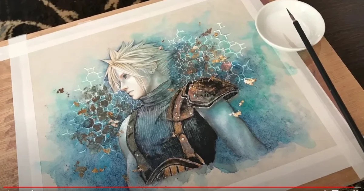 Japanese artist paints Cloud from Final Fantasy VII Remake using traditional methods【Video】