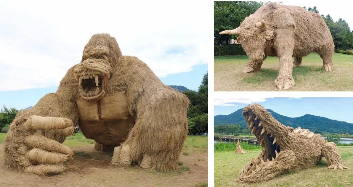 Rice Straw Animal Sculptures from the 2017 Wara Art Festival