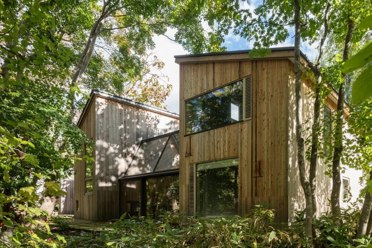 Timber volumes form live-work spaces for artist and architect in rural Japan
