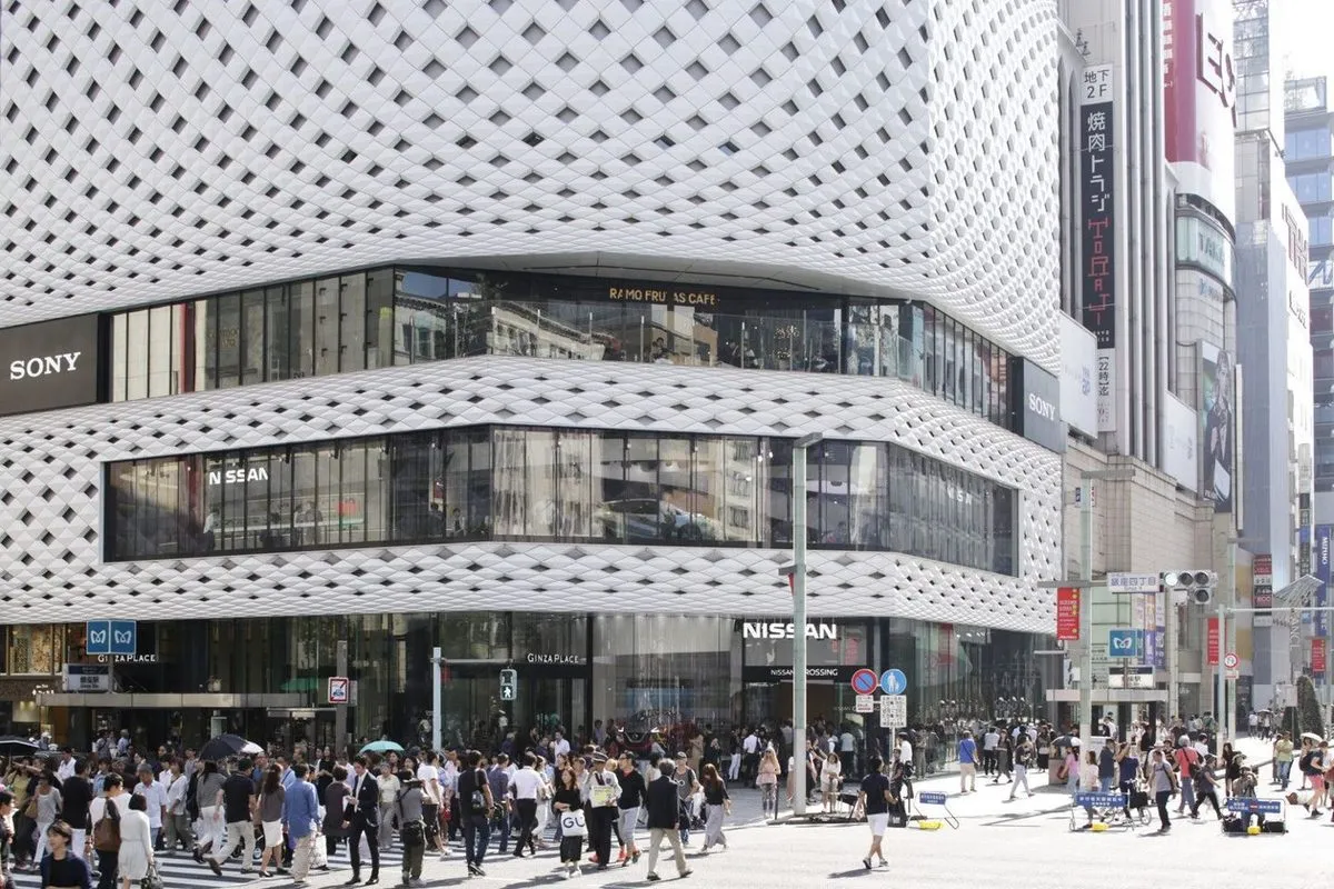 Origami-inspired architecture brings diamond lattices to Tokyo's shopping district